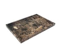 GHYFGD Natural Marble Tray for Bathroom Countertop, Dark Brown Marble Stone Tray for Kitchen Counter (Coffee Net, 12" x 8")