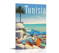 GHYFRD Tunisa Poster Decorative Painting Canvas Mural Is Bright And Beautiful, Suitable for Office Bedroom Decorative Painting to Create The Right AtmosphereFrame-style08x12inch(20x30cm)