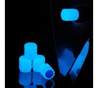 GHYJPAJK 4 Pcs Dust Caps for Car Tyres,Universal Fluorescent Tyre Valve Caps,Luminous Tire Valve Cap,Car Glow Tire Air Caps Cover for General Cars, Trucks, Motorcycles(blue)