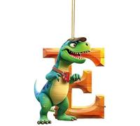 GHYJPAJK Dinosaur Christmas Ornaments, 26 Letter Cartoon Pendant,Dinosaur Xmas Tree Decorations Acrylic Dino Figures Hanging Gift, Christmas Tree Topper Ornaments for Christmas Tree (E)