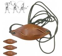GHYTRIGEN 4 Pcs Handmade Leather Shepherd Sling Paracord Shepherds Sling Rock Thrower Old-Fashioned Slingshot,Rock Sling & Throwing Sling for Dog Tennis Ball Launcher (A02)