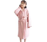 GHYUBYER Boys Girls Bathrobe Soft Waffle Double Thickened Hooded Robe,home Wear Middle And Large Kids Pajamas (Color : Pink, Size : 9-12 Years)