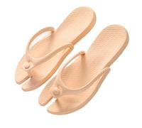 GHYUBYER Slippers Women Summer Beach Travel Portable Folding Slippers，men And Women Sandals Slippers Non-slip Couple Beach Flip-flops(Color:Beige Orange,Size:37/38 EU)