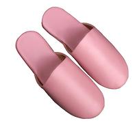 GHYUBYER Unisex Leather Slippers Indoor ，Women's Leather Sandals Closed Toeswith Moisture Wicking Lining, Quiet Soft Bottom Suede Sole For Comfort (Color : Pink, Size : 35/36 EU)