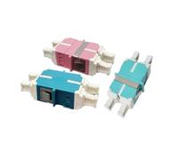 GHZHANG 100pcs LC Quadruple Duplex Optical Fiber Coupler OM4 OM3 4-Core LC Small Square Flange Adapter Single-Mode Multimode Universal(Pink OM4)