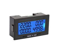 Ghzste 6 in 1 AC Voltmeter Multifunction Digital Display Meter 130-500V 0-100A with LCD Blue Backlight Amp Volt Power Factor Frequency Energy Monitor for Electrical Testing