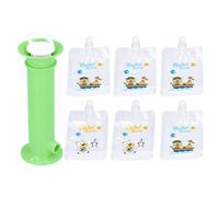 Ghzste Baby Food Dispenser Fruit Puree Filler 7pcs Set Baby Food Pouch Maker Pure Color Pouches Toddler Fruit Squeeze Puree Filler for Kids (Green)