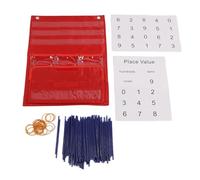 Ghzste Counting Place Value Pocket Chart with 200pcs Straw 20 Rubber Bands, Great Teaching Tool for Classroom and Kindergarten Students Illustrate Mathematical Concepts