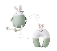 Ghzste Cute Neck Pillow, 2-in-1 Bunny U-Shape Neck Pillow Neck Support Pillow Rabbit Travel Pillow Neck Support for Camping Hiking Car Aeroplane