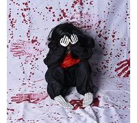Ghzste Halloween Haunted House Crying Baby Terror Decoration Toy Animatronic Creepy Doll Halloween Crying Ghost Toy Figure with Sound & Touch Activated (black)