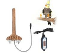 Ghzste Heated Bird Perch Thermostatical Bird Cage Heater Fast Heating Intelligent Temperature Control Resin Parrot Thermal Stand for Winter (UK Plug)