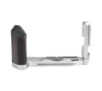 Ghzste L Plate Bracket, Dual for Arca Dovetail Slots Wooden Handgrip Camera Hand Grip Bracket Fit for X-T5 with Cold Shoe Extension of 20mm Compatibility with Tripods (Silver)