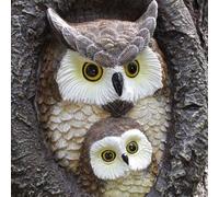 Ghzste Owl Tree Hugger Decor outdoor Rustproof Resin Sculpture Charm Garden Statue Yard Art Whimsical Decoration, for all outdoor places, adding pastoral with exquisite details