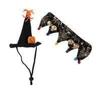Ghzste Pet Halloween Pumpkin Hat Adjustable Hat and Collar, Fun Photo Days, for Parties or Holidays (Spider Web Pattern)