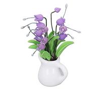 Ghzste Purple Lily Of The Valley Miniature Flower Pots, 1/12 Dollhouse Garden Ornaments with White Vases, Portable and Durable Mini Bonsai for Photography