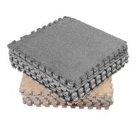 Ghzste Puzzle Play Mats,10pcs Foam Floor Mat,30x30cm Square Interlocking Carpet Tiles,Soft Plush Rug for Bedroom (Grey Camel)