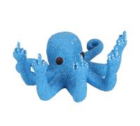 Ghzste Small Octopus Figurine Statue for Garden Outdoor,Middle Finger Octopus Statue,Glow In the Dark Octopus Sculpture Frgurine for Home Office Living Room Desktop (Blue fluorescence)