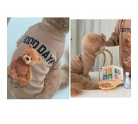 Ghzste Soft Comfortable Warm Round Neck Cartoon Cute Bear Dog Clothes with Chest Personality Print Pattern fits the body without tightening an excellent your lovely dogs (L)