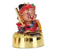 Ghzste Solar Powered CAI Shen Statue, Nodding Fortune Ornament for Car, Home Decoration with Good Luck Ambience (Middle Road Type)