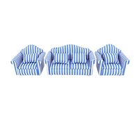 Ghzste Strong Pine, Cloth Dollhouse Sofa Set, Ideal Doll Player, Dollhouse Sofa, Romantic Light Color Strip Miniature (Blue)