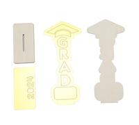 Ghzste Wooden Graduation Sign Decoration, Graduation Wooden Plaque Customizable DIY Desktop Decor with Youthful Design, for Graduation Parties (Gold)