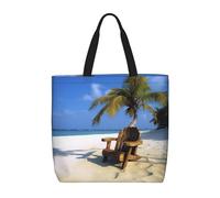 GHZWACKJ Beach Coconut Tree Palm Chair Womens Tote Bag Large Reusable Grocery Bags Casual Shoulder Bags For Shopping, Travel, Work Gift For Women