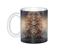 GHZWACKJ Christmas Tree And Reindeer Ceramic Coffee Mug 11oz Novelty Tea Cup With Handle Coffee Cup For Men Women Office Work