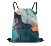 GHZWACKJ Drawstring Backpack Waterproof Gym Bag for Men Women Cinch Bag Colourful Marble Drawstring Bags Sports Draw String Bags, Colourful Marble, 35*42cm