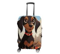 GHZWACKJ Luggage Cover Dustproof Anti-scratch Suitcase Cover Elastic Travel Suitcase Protector I Love My Dog Dachshunds Washable Baggage Case Luggage Sleeves Fits 18-32 Inch Luggage, I Love My Dog