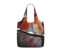 GHZWACKJ Reusable Shopping Bags Lightweight Foldable Grocery Bags In Pocket,Washable Large Tote Bags Cute Cardinal Birds Travel Shoulder Bag Gifts For Women Men