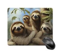 GHZWACKJ Sloth Family Mousepad Square Mousepad with Non-Slip Rubber Base Gaming mousemat Waterproof Funny Mousepad Washable Computer mousepads for Laptop Office Home Working 18 * 22cm