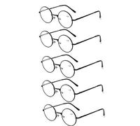 GHzzY 5 Pack Retro Reading Glasses - Spring Hinge Round Computer Reading Glasses for Reader for Men & Women - Metal Vintage Eyeglasses,Black,+2.00
