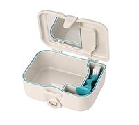 GHzzY Denture Travel Case with Mirror & Denture Clean Brush - Dentures Storage Box - Denture Brush Retainer Case for Travel & Daily Care