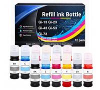 Gi-13 Gi-23 Gi-43 Gi-53 Gi-73 Ink Bottles Compatible for Canon Gi13 Gi23 Gi43 Gi53 Gi73 Work with PIXMA G510 G540 G550 G570 G610 G620 G640 G650 G670 Printers,70ml