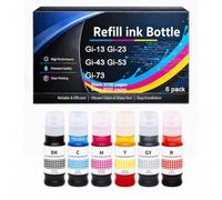 Gi-13 Gi-23 Gi-43 Gi-53 Gi-73 Ink Bottles Compatible for Canon Gi13 Gi23 Gi43 Gi53 Gi73 Work with PIXMA G510 G540 G550 G570 G610 G620 G640 G650 G670 Printers,70ml