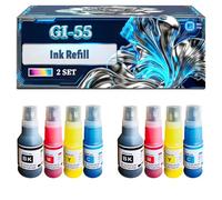 GI-55 Ink Refill Compatible for Canon MAXIFY GX1050 MAXIFY GX2050 Printers, With Chip Large Capacity 3000 Pages (2 Set)