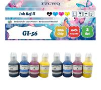 GI-56 Ink Refill Compatible for Canon Maxify GX7050 Maxify GX3050 Maxify GX6550 Printers, with Chip, High Yield 6000 Pages, High-Definition Printing (2 Set)