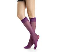 Gi&Gi 6 Pairs Sheer Knee Highs with Comfort Edges, Long Socks 20 Denier Multicoloured No. 2195, DARK PURPLE 6 PAIRS, One Size