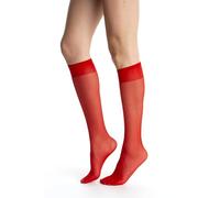 Gi&Gi 6 Pairs Sheer Knee Highs with Comfort Edges, Long Socks 20 Denier Multicoloured No. 2195, Red 6 Pairs, One Size