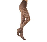 Gi&Gi Patterned women's tights, in 40 denier mesh with cotton gusset for women characterized by a cheerful all-over flower pattern.N.1607 colored (S/M, DARK BROWN)