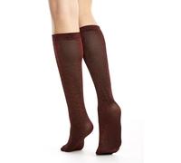 Gi&Gi Women's Colourful Knee High Socks of 3 Pairs in Blliranti Glitter Yarn 40 DEN, bordeaux, One Size