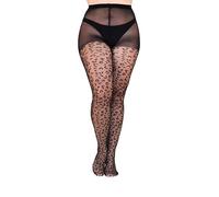 Gi&Gi Women's Polka Dot Sheer Tights, Black with Pattern, Nylon, Sparkly Knit, 40 Denier, Full Length (UK, Alpha, XXL, 3XL, Plus, Regular, Black leopard)