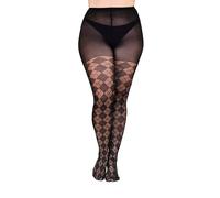 Gi&Gi Women's Polka Dot Sheer Tights, Black with Pattern, Nylon, Sparkly Knit, 40 Denier, Full Length (UK, Alpha, XXL, 3XL, Plus, Regular, black diamonds)