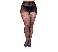 Gi&Gi Women's Polka Dot Sheer Tights, Black with Pattern, Nylon, Sparkly Knit, 40 Denier, Full Length (UK, Alpha, XL, XXL, Plus, Regular, black hearts)