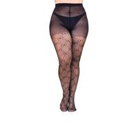 Gi&Gi Women's Polka Dot Sheer Tights, Black with Pattern, Nylon, Sparkly Knit, 40 Denier, Full Length (UK, Alpha, XXL, 3XL, Plus, Regular, Black geometric circles)