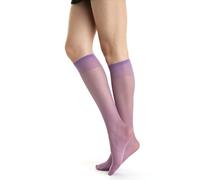 Gi&Gi Women's Sheer Knee-High Socks, 20 Denier Lightweight Nylon Stockings, Comfort Edges, Multiple Colours, 6 Pairs (UK, Alpha, One Size, Regular, Regular, LILAC)