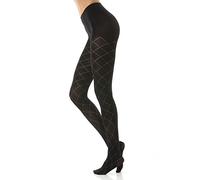 Gi&Gi Women's Tights Opaque Microfibre Silver Diamond Pattern 120 Denier Made in Italy N.1581(S/M)