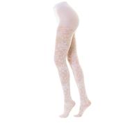 Gi&Gi Women's Tights with Flower Pattern, Lace tights for women with tone-on-tone floral features. 40 Denari N.1464 (IT, Text, L, XL, Regular, Regular, WHITE)