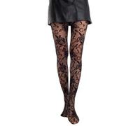 Gi&Gi Women's Tights with Flower Pattern, Women's lace tights with tone-on-tone floral features. 40 Denari N.1464 (IT, Text, L, XL, Regular, Regular, BLACK)