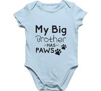 gi Graphic Impact Funny My Big Brother has Paws Baby Suit Vest Short Sleeves Boy & Girl Baby Grow Vest Bodysuit(Sky Blue) 3/6 Months
